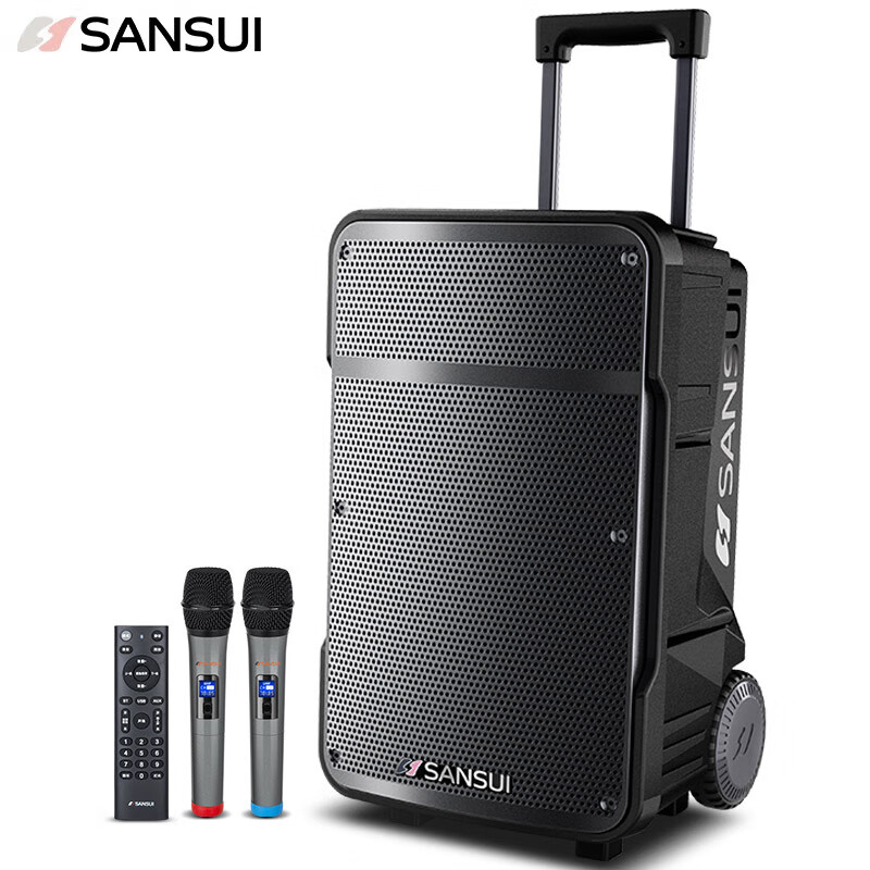 山水 SANSUI A12 12英寸大功率重低音广场舞音响 便携移动户外蓝牙拉杆音箱多媒体会议扩音器 黑色