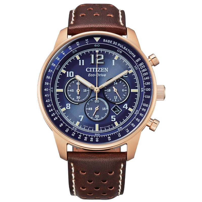 Citizen西铁城 FF系列 光动能手表日期显示休闲时尚蓝盘皮带男表CA4503-18L  块 蓝色