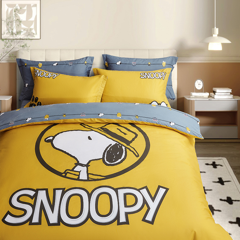 史努比&middot;中纺鲁棉四件套（花型：铂尔曼  ）200x230cm（单位：套） 香槟黄