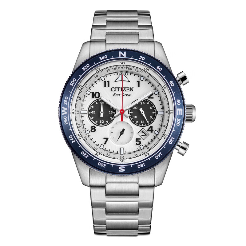 Citizen西铁城 FF系列 光动能手表潮流时尚白盘钢带男表CA4554-84H（单位：块） 白色