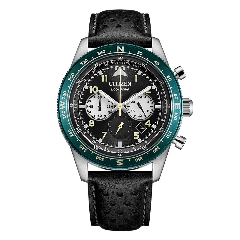 Citizen西铁城 FF系列 光动能手表潮流时尚黑盘皮带男表CA4558-16E（单位：块） 黑色