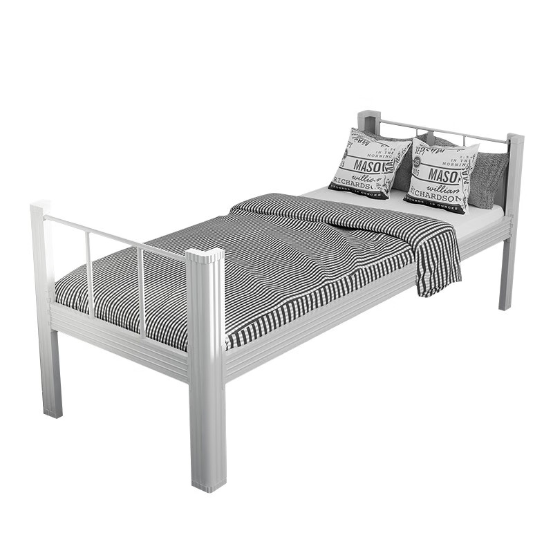 洛来宝单层床上下铺铁床员工宿舍钢制单人床公寓床白色宽1米含床板单位：张 灰色