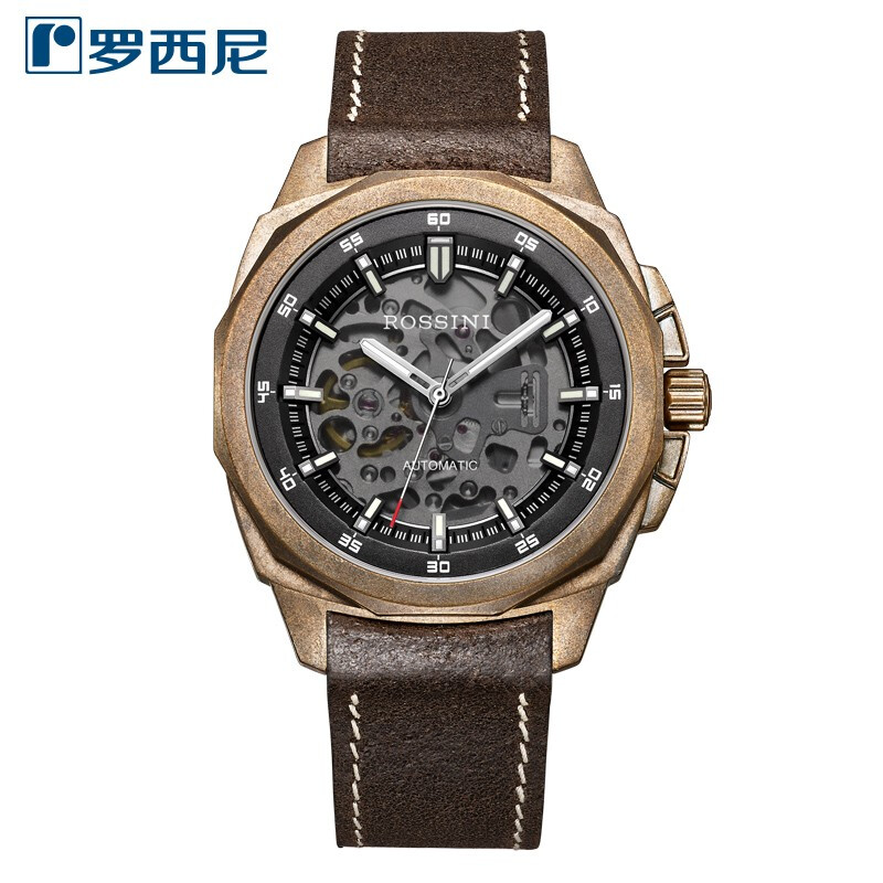 Rossini罗西尼 勋章系列 自动机械手表镂空黑盘皮带男表5979C02A（单位：块） 黑色