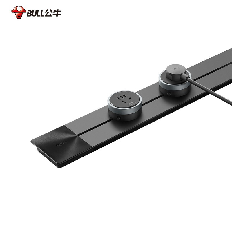 公牛（BULL） GQ1 75厘米轨道+4个五孔 暗装 轨道插座 曜石黑（单位：个）