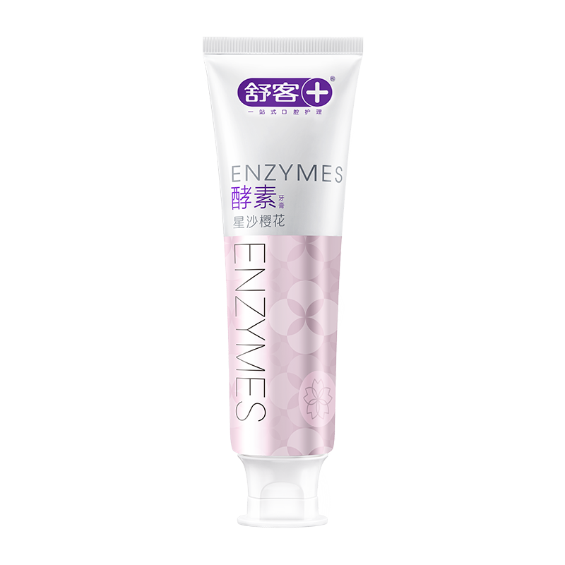 舒客法国天然酵素牙膏 美白牙齿去黄去渍 120g 樱花味