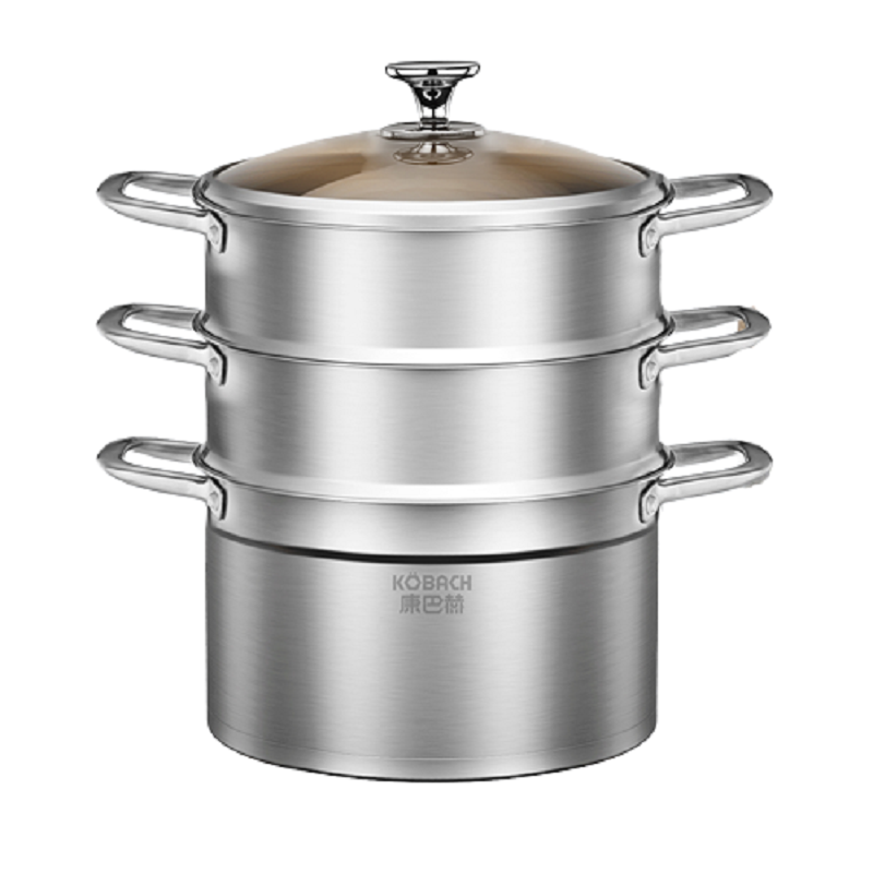 康巴赫（KBH）鸿运满堂三层蒸锅套装28cm KGN-Z28Y（单位：套） 不锈钢色