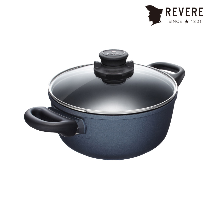 康宁REVERE 蓝宝石带盖不粘锅中华汤锅20CM RWS-6820C/YK 深蓝色
