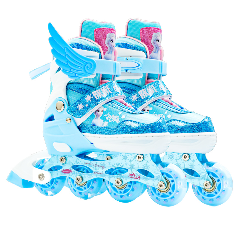 迪士尼DCB21570-Q迪士尼冰雪奇缘系列全闪轮滑鞋套装浅蓝31-34，35-38（单位：套） 天蓝色