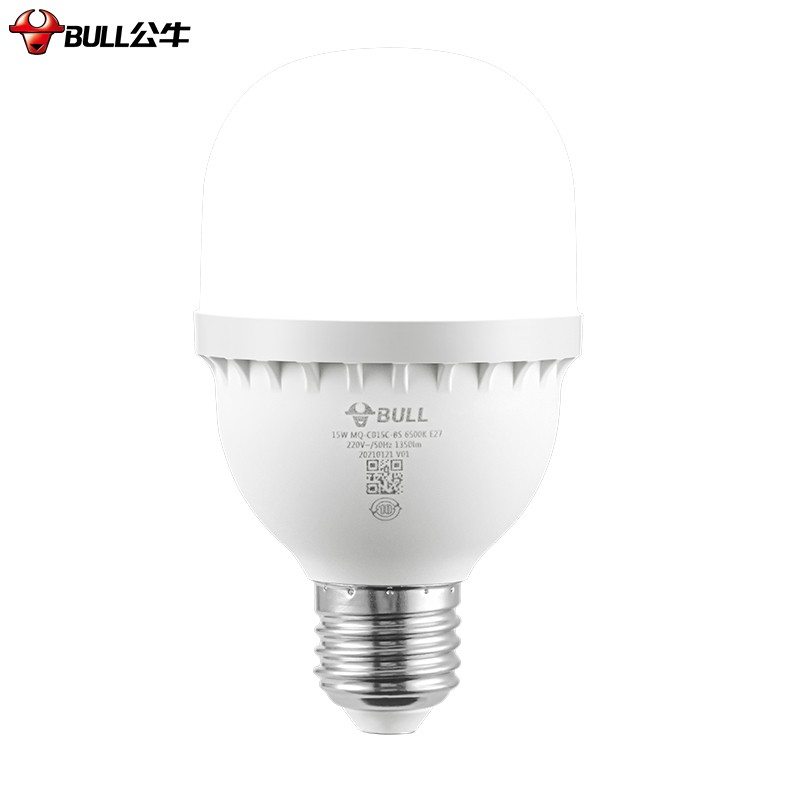 公牛（BULL）LED灯泡高亮球泡形灯 15W 球泡白光6500KE27螺口 本白色