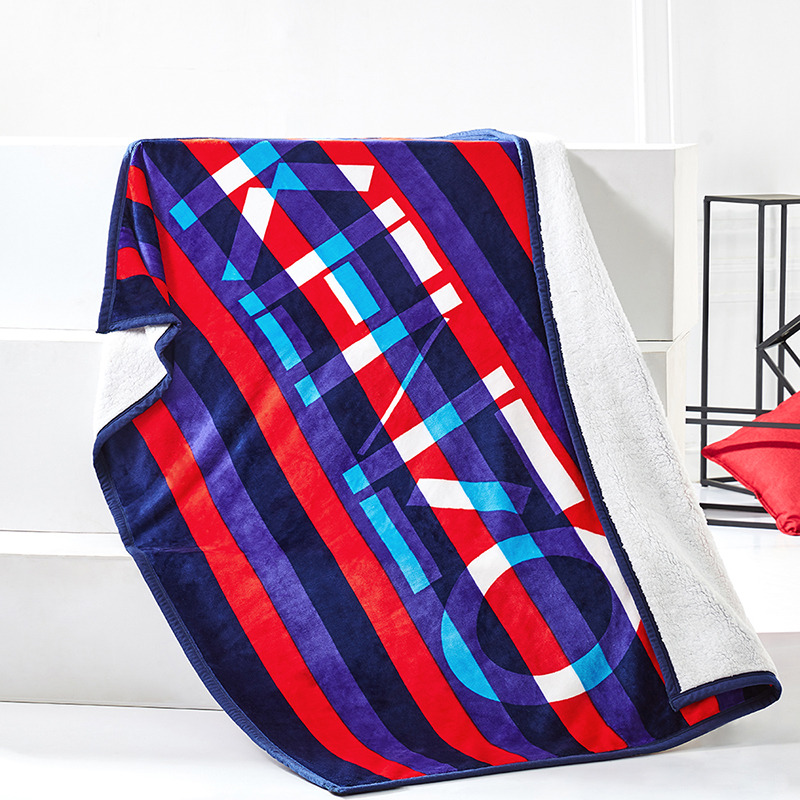 KENZO炫彩条纹羊羔绒毯1300*1800mm KRT-010（新疆、西藏地区不发货）（单位：条） 蓝色