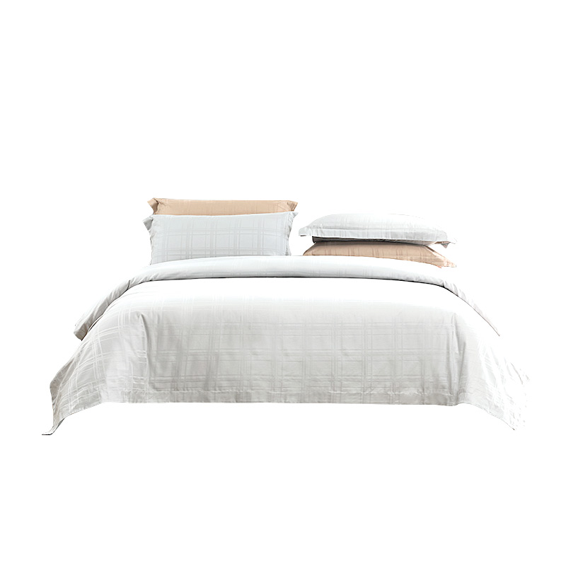 水星家纺 DH素雅风尚-S04（漂白色）缎纹全棉四件套 适用1.5米床/122992（单位：套） 白色