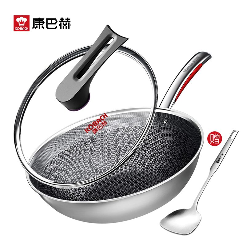 康巴赫 CHC32A3 32cm 三代炒锅【含带铲】 不锈钢色（单位：件）