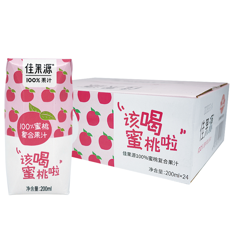佳果源100%蜜桃复合果汁 200ml*24单位：箱 佳人粉