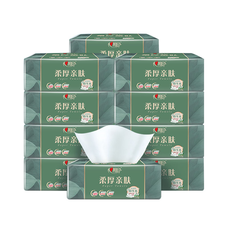 心相印（Mind Act Upon Mind）柔厚亲肤抽纸3层100抽*12包DT100/新老包装随机发货（单位：包）绮境森林
