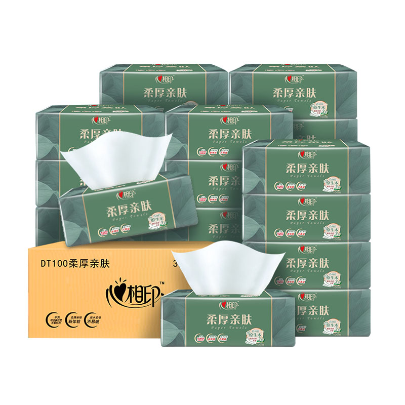 心相印柔厚亲肤抽纸3层100抽18包 DT100/新老包装随机发货（单位：箱） 绮境森林