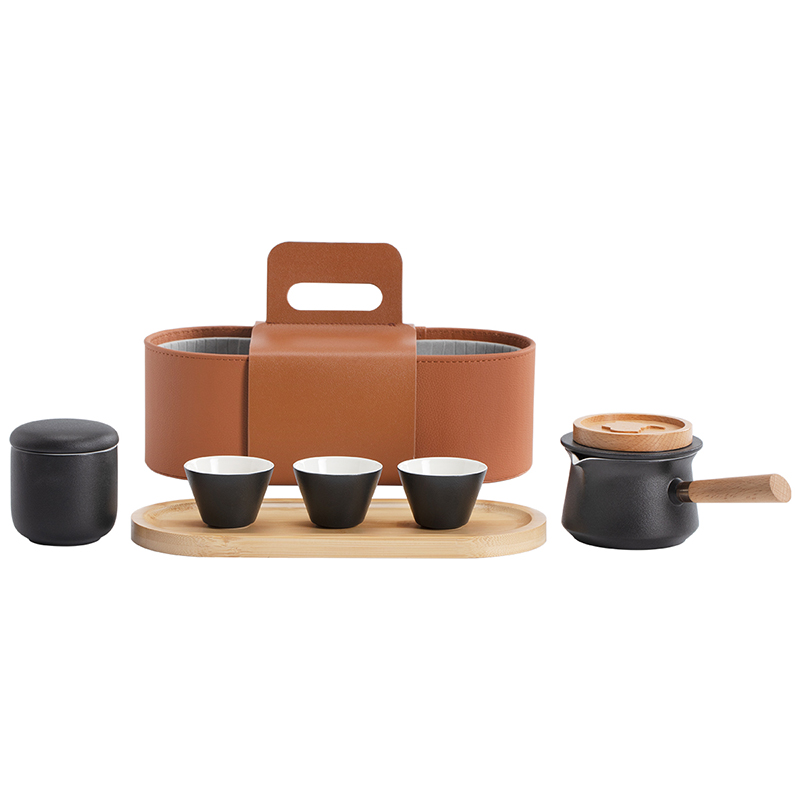 南山先生 功夫茶具套装便携侧把防烫泡茶壶干泡茶盘清欢车载茶具套装 清欢侧把小旅箱 黑色