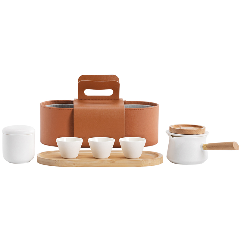 南山先生 功夫茶具套装便携侧把防烫泡茶壶干泡茶盘清欢车载茶具套装 清欢侧把小旅箱 白色