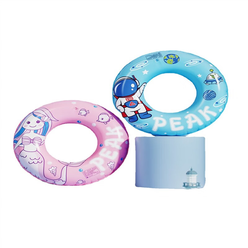 匹克游泳圈儿童加厚款救生圈防侧翻男童女童初学者卡通充气腋下圈 无规格粉色美人鱼70寸建议40 粉色