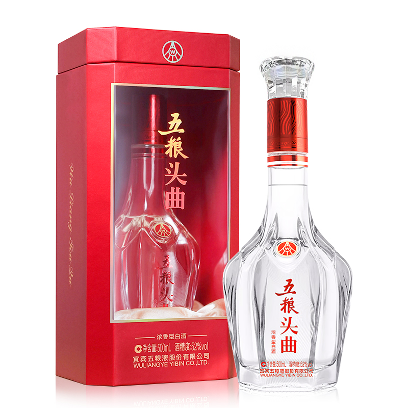 五粮液股份 五粮头曲 鸿运 浓香型白酒 52度 500ml 单瓶装 红色