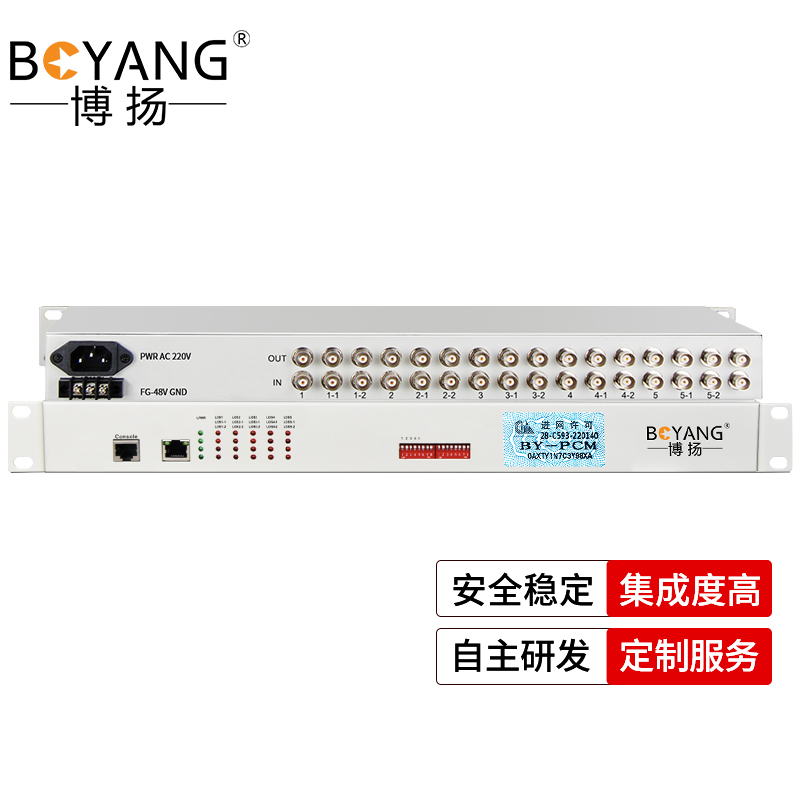博扬 2M自动切换信道倒换设备 1+1备份 4路E1进 8路E1出 E1倒换设备 机架式 1对价 B 白色