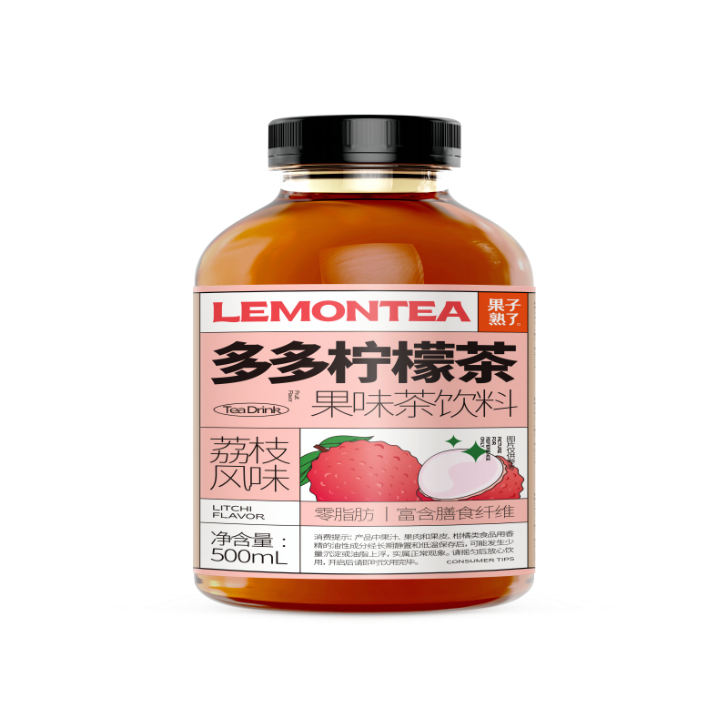 果子熟了多多柠檬茶荔枝风味500ml*15 豆沙色