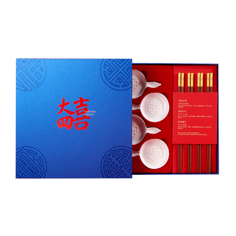清朴堂大四喜&middot;筷碟套装（单位：套） 极光蓝