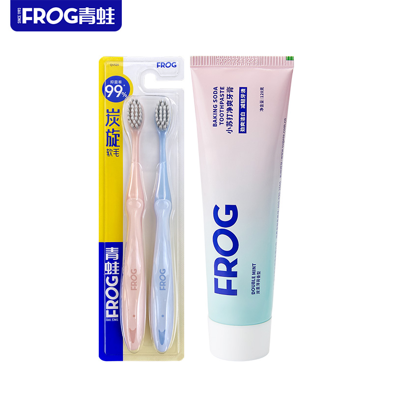 青蛙成人套装系列C 520牙刷*2+ 930微米小苏打牙膏*1（单位：套） 混色