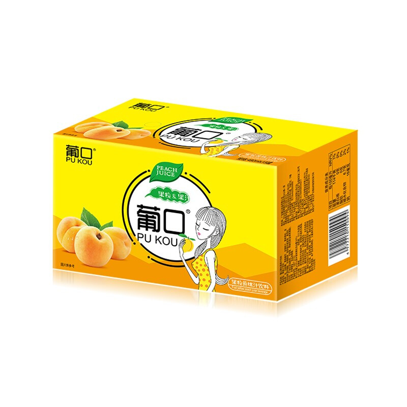 葡口 果汁饮料 黄桃汁果肉粒果汁整箱 490ml*15罐 鹅仔黄