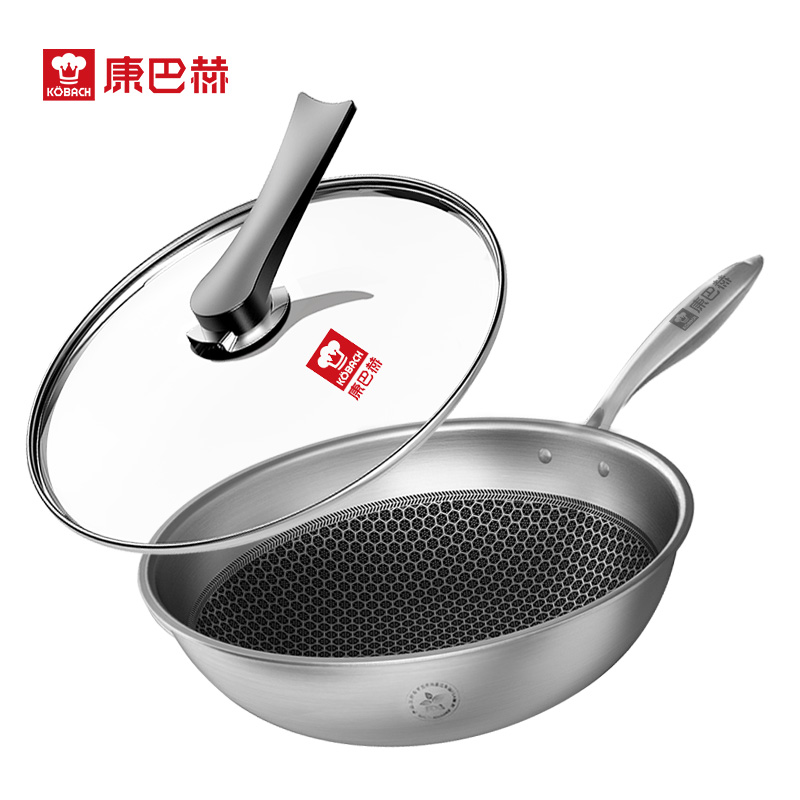 康巴赫（KBH）一代食品级304不锈钢炒锅 32cm CFC32A1【14030011】（单位：件） 不锈钢色