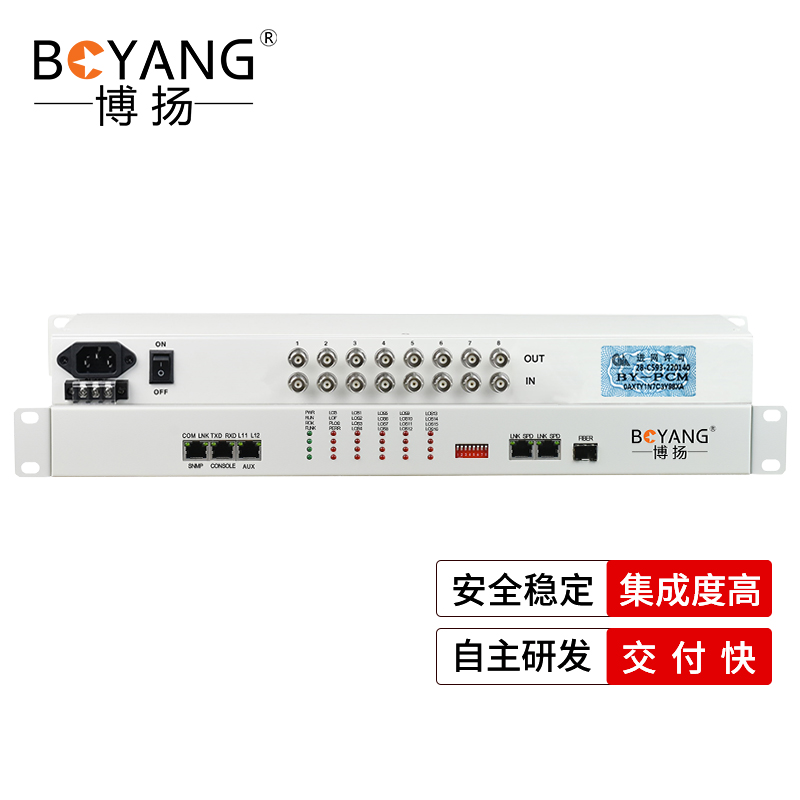 博扬（BOYANG）BY-8E1S IP网口 以太网转E1 反向协议转换器 8E1反向网桥 机架式 白色