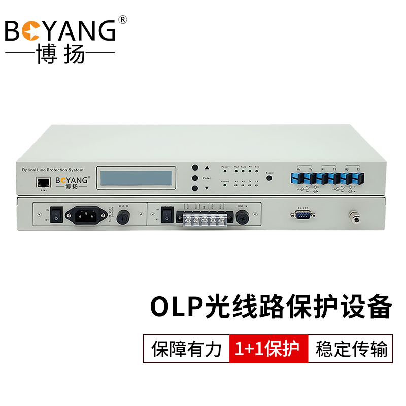 博扬 OLP光线路保护设备 1+1备份光纤倒换设备 提供2路光路由保护1路光业务不中断 1对价 白色