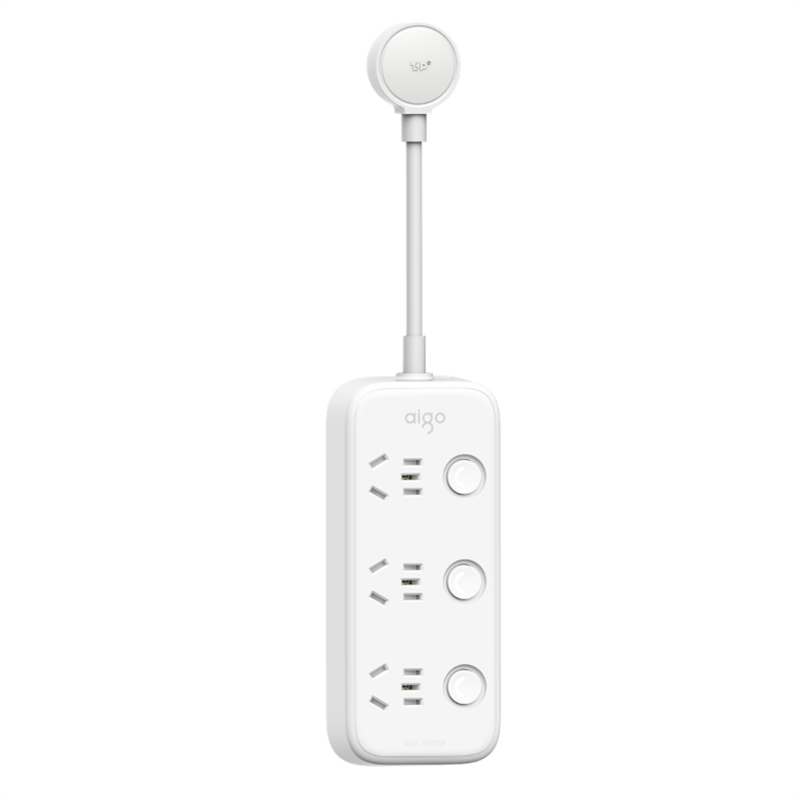 爱国者插座新国标3位分控全长1.8米独立开关45MM大孔间距AC0303（单位：个） 白色