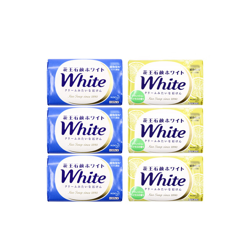 花王（KAO）进口植物沐浴护肤香皂牛奶香130g*3+柠檬香130g*3 130g*3块*2