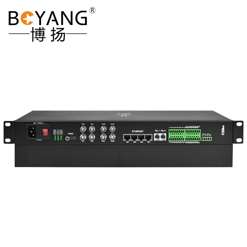 博扬 电话光端机 2路电话+2路千兆独立网络+1路485+1路标清视频 1对价 黑色