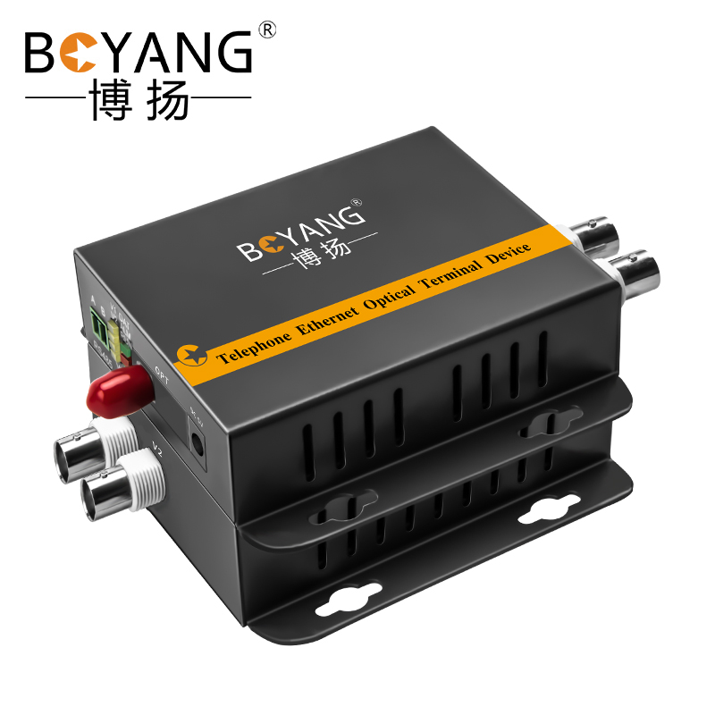 博扬（BOYANG）模拟视频光端机2路视频 光纤收发器延长器 单纤单模FC接口 1对 BY-2V 黑色