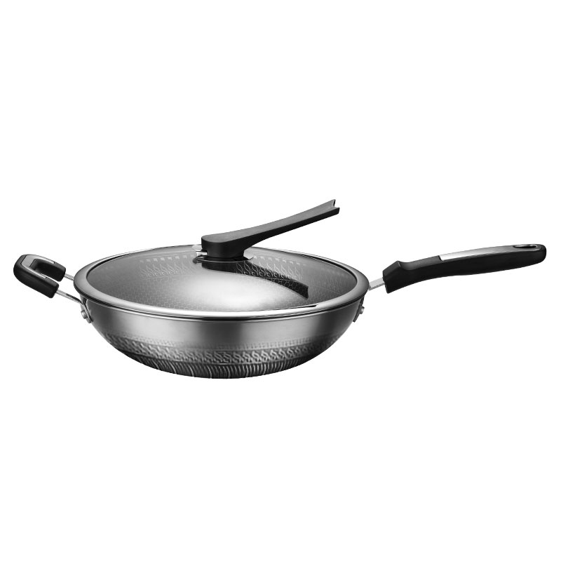 翰乐304双面浪花-HL-C33不锈钢炒锅32CM（套）  