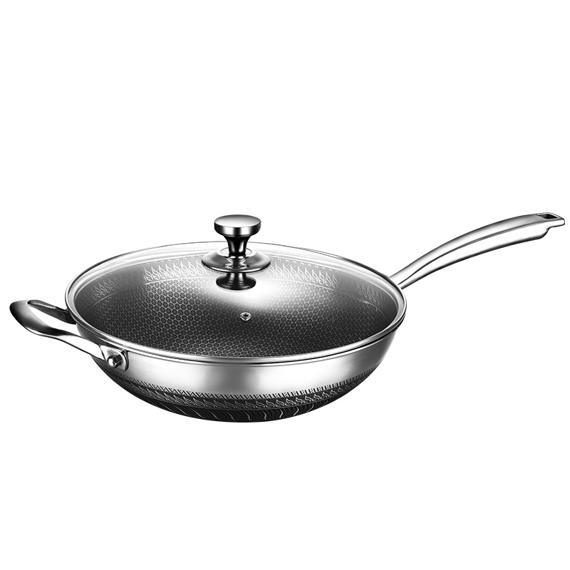 翰乐 304不锈钢蜂窝不粘锅双面屏 双面蜂窝浪花 HL-C15 32cm（套）  