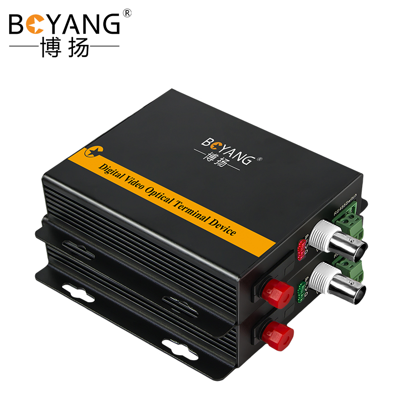 博扬 同轴高清数字视频光端机 1路视频+1路反向数据 兼容大华CVI/雄迈AHD FC接口 1对 黑色