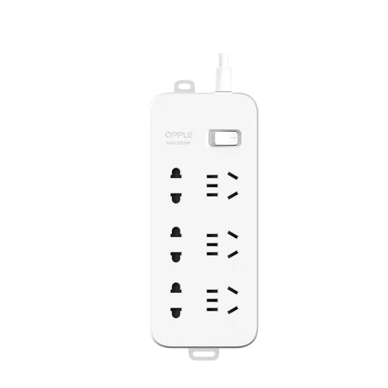 欧普照明 插线板S03-2603 规格：10A 250V～ 总控-3个两孔+3个五孔-1.8M 白色