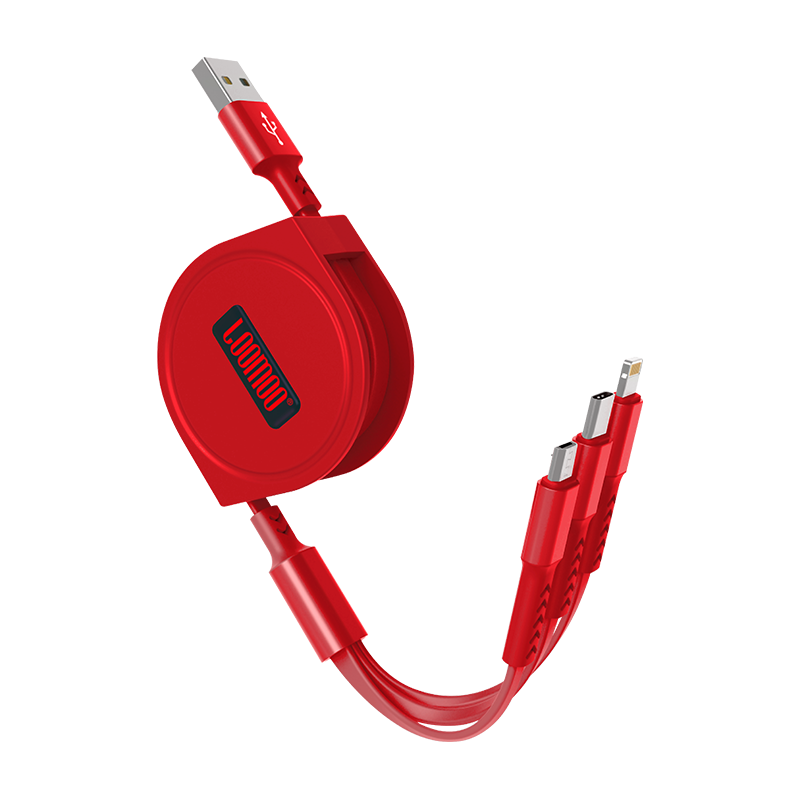 loomoo乐默乐享伸缩一拖三充电线  LCB-153 红色