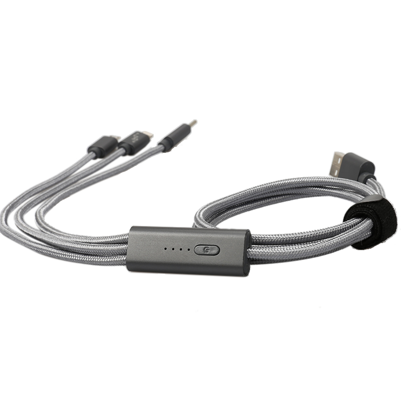 loomoo乐默乐默编织绳定时一拖三数据线LCB-119 灰色