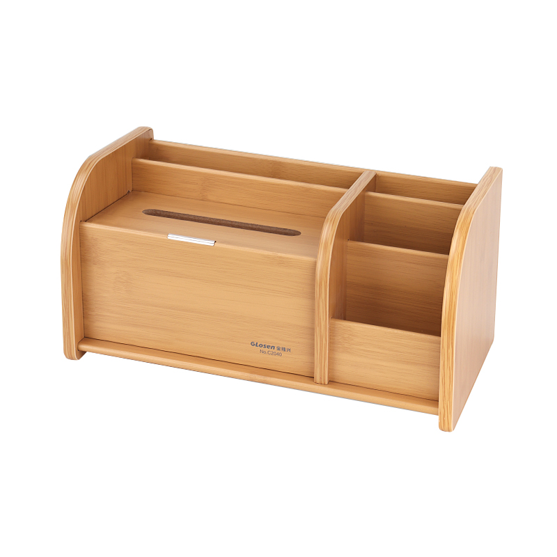金隆兴Glosen 多功能木质纸巾盒桌面收纳盒C2040（单位:个） 竹纹色