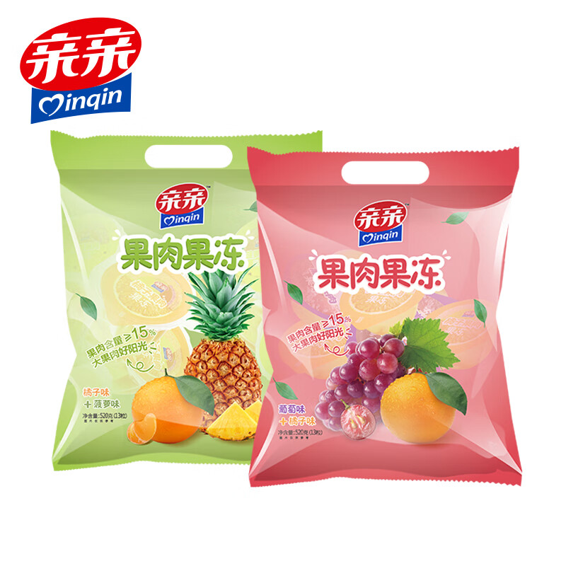 亲亲果冻520g*2袋橘子味+菠萝味（单位：袋） 紫色橘子味+葡萄味