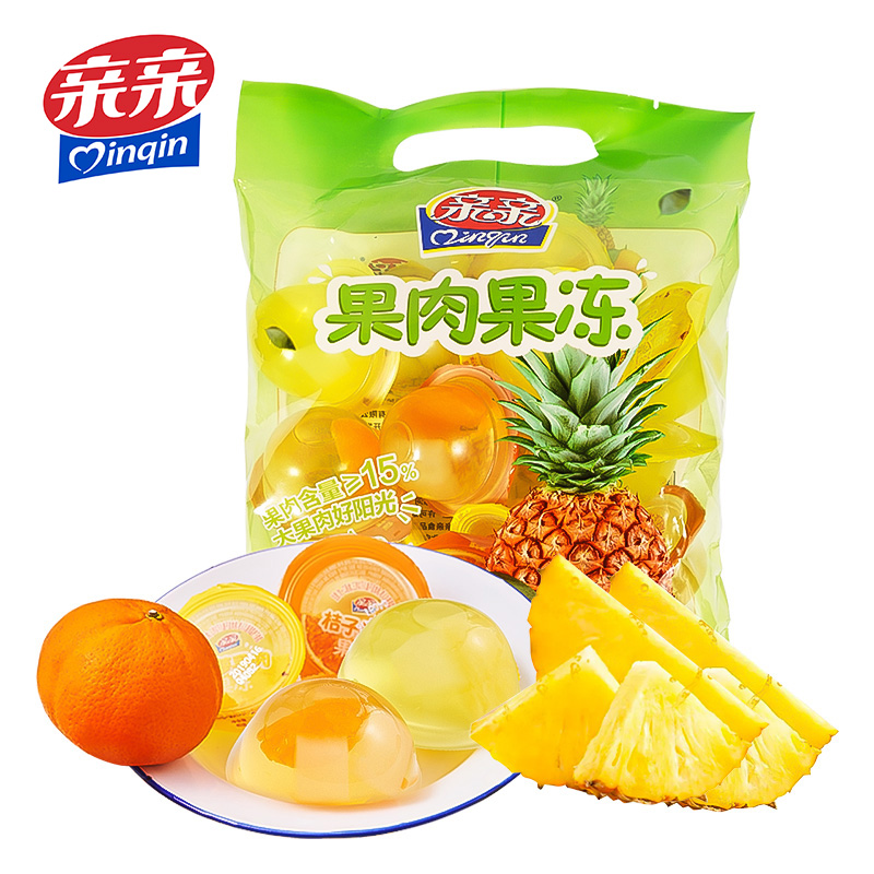 亲亲果冻520g*2袋橘子味+菠萝味（单位：袋） 黄色橘子味+菠萝味