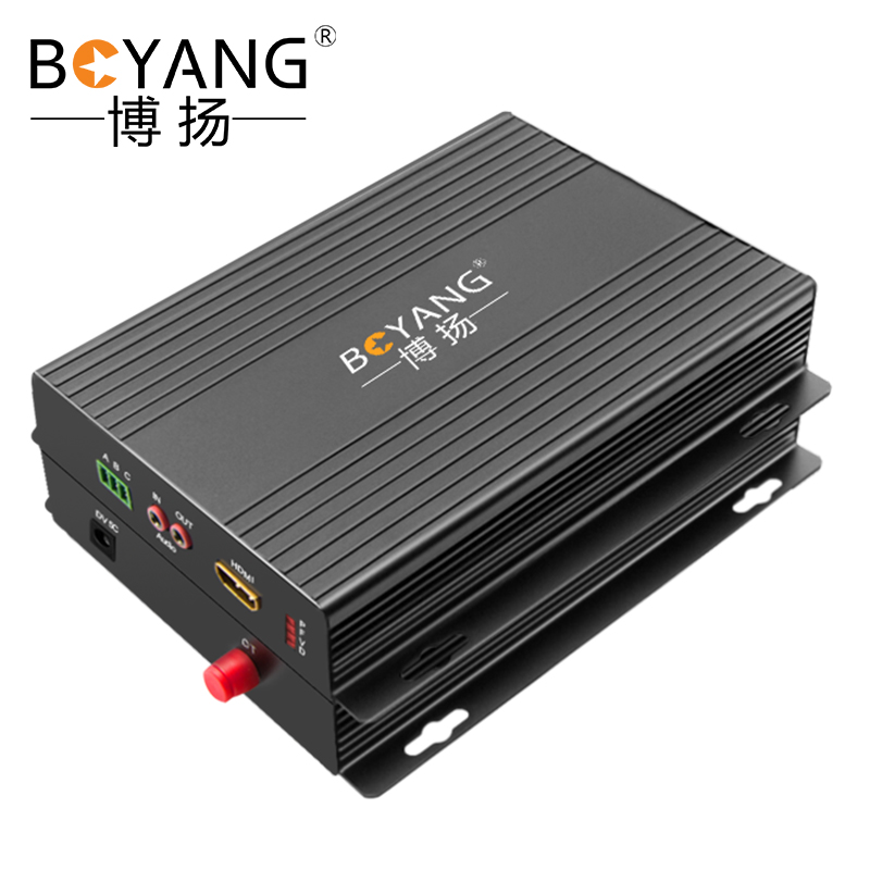 博扬（BOYANG）非压缩全高清HDMI视频光端机1路视频+独立正向音频 HDMI延长器收发器一对 黑色