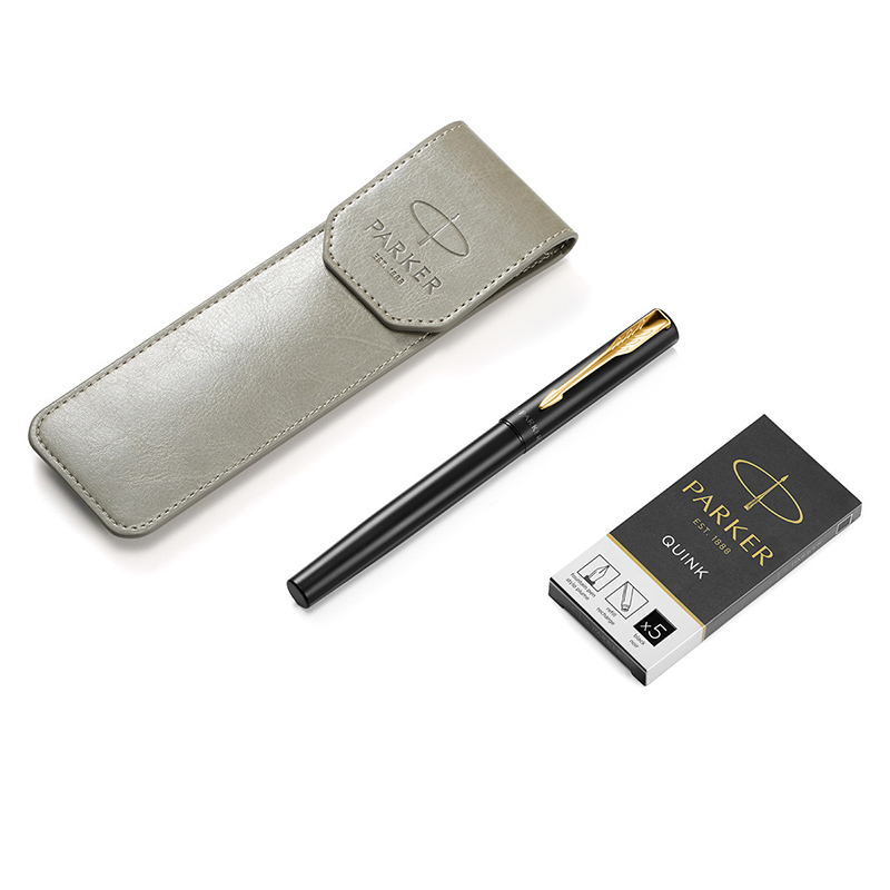 派克（PARKER）钢笔 签字笔 威雅XL经典黑金夹墨水笔+笔套礼盒  单位：套 浅灰色