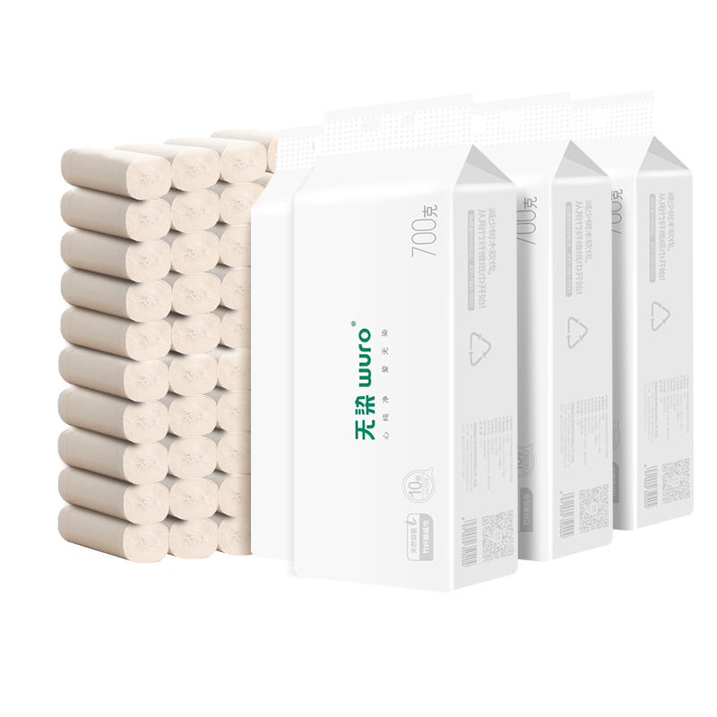 无染（WURO） 无芯 4层70g*40卷 无芯卷纸 黄色（单位：提）