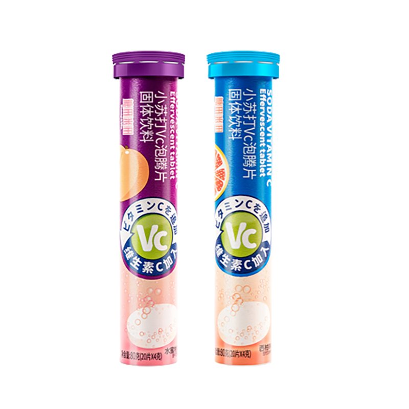 糖田米田 小苏打维生素C泡腾片（西柚+水蜜桃） 80g*2瓶 星云粉