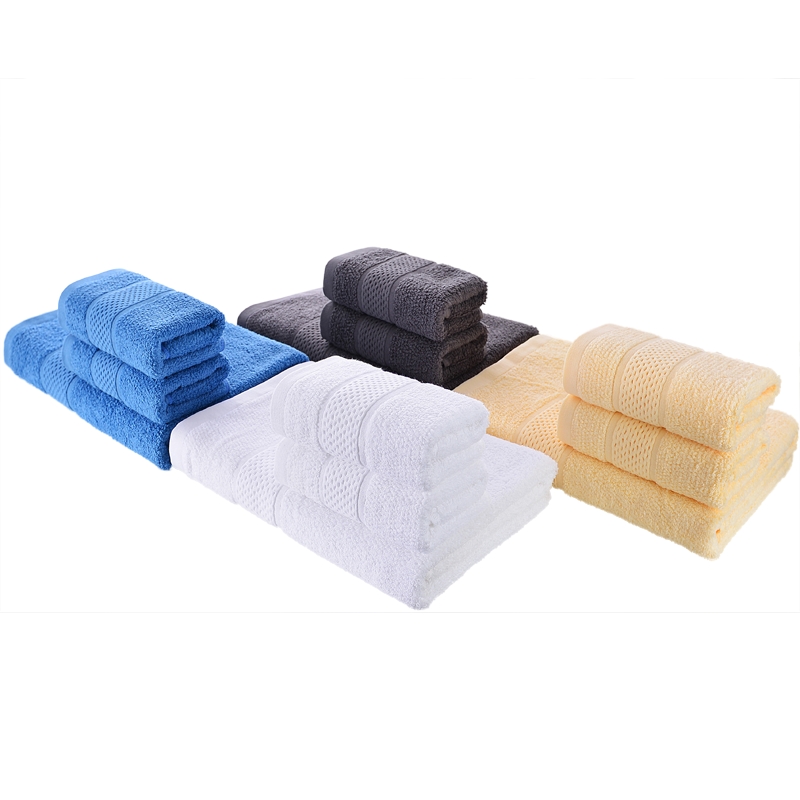 洁丽雅长绒棉毛浴巾三件套 W0398＋W0397（一浴巾两毛巾）盒装（单位：盒） 混色