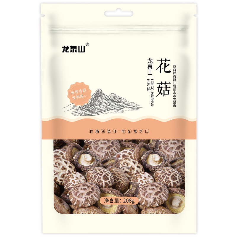龙泉山花菇 208g（单位：袋） 黄色